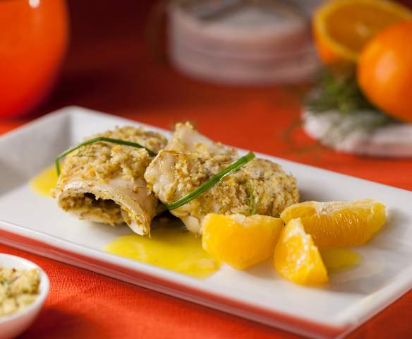 Turbanti di spigola e arancio