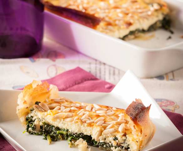 Quiche de espinacas y feta con pasta filo