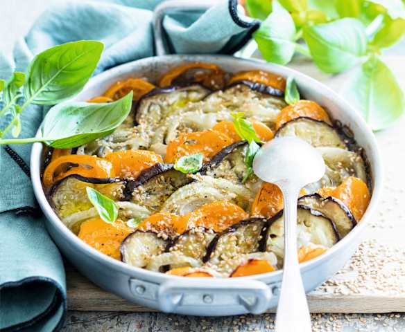 Tian de fenouil, aubergines et tomates Tian de fenouil, aubergines et tomates