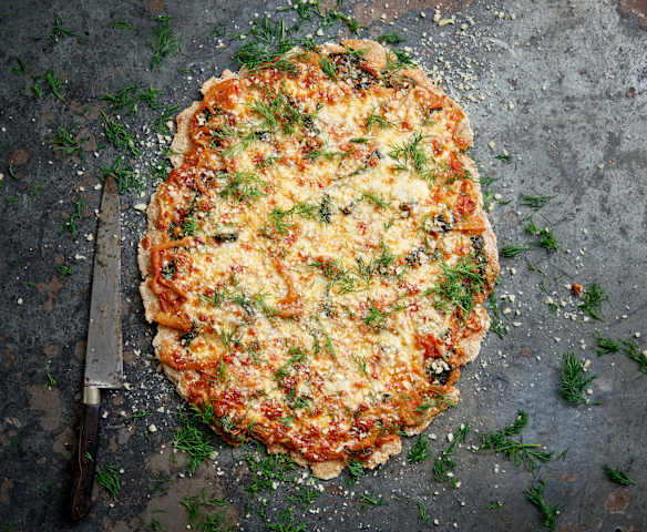 Piza de espinafres e funcho