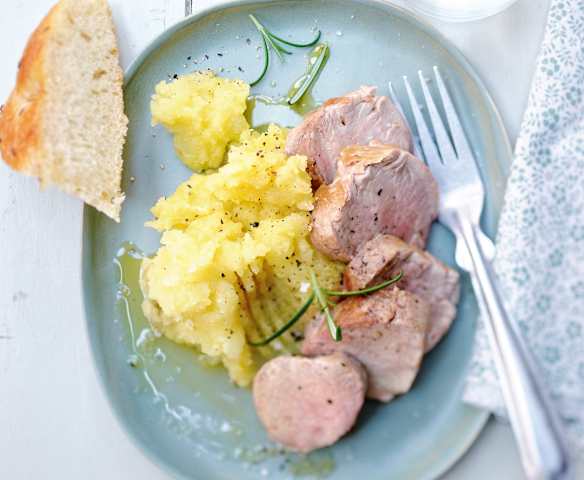 Ecrasée de pommes de terre et filet mignon au romarin