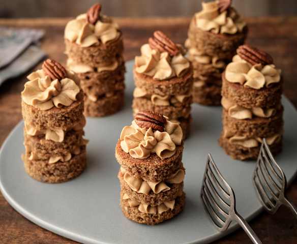 Mini Coffee Pecan Layer Cakes