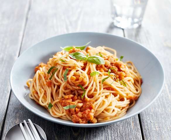 Spaghetti mit Kichererbsensugo