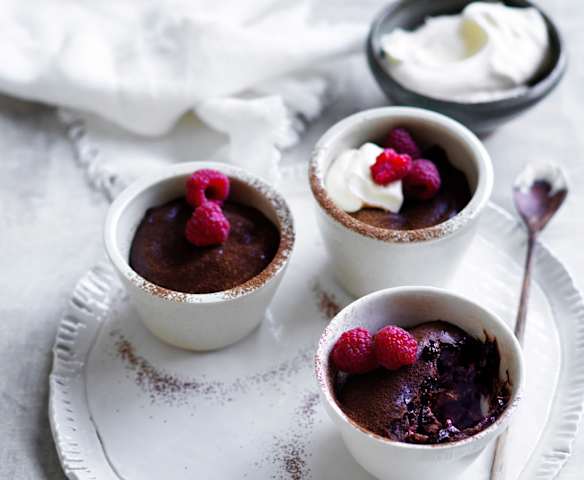 Chocolate raspberry puddings