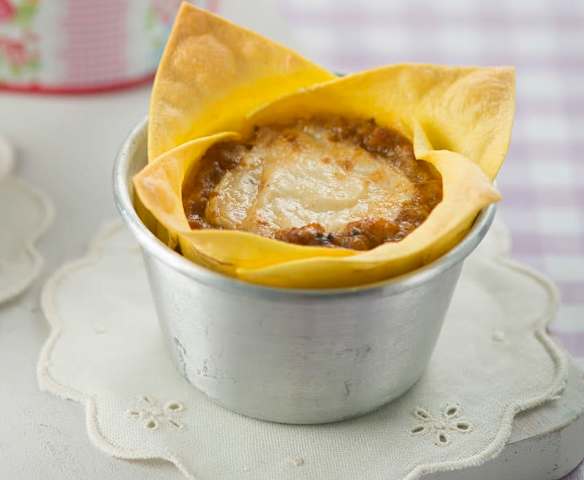 Mini-lasanha de carne e ricota
