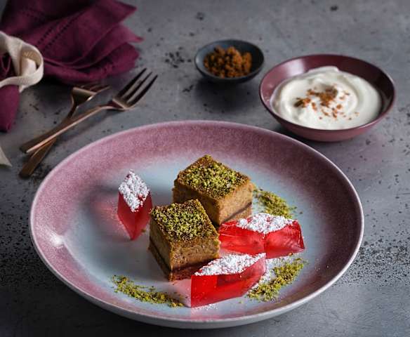 Chocolate love cake with Turkish delight jelly