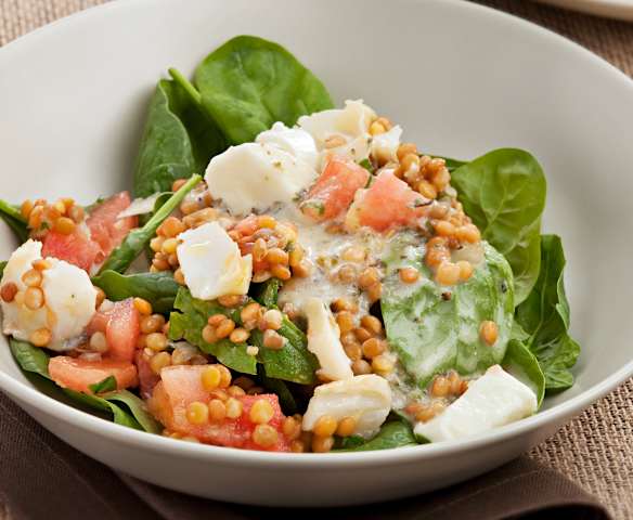 Ensalada de lentejas con bacalao