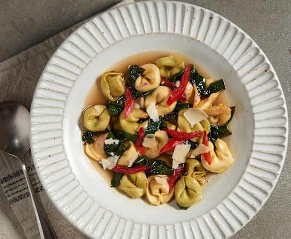 Chard in Parmesan Broth with Tortellini