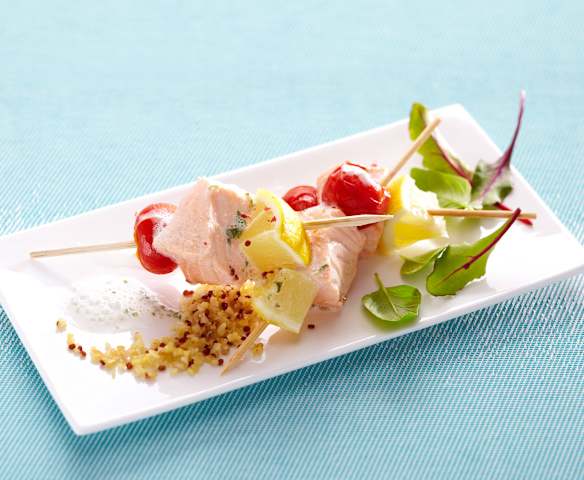 Brochette tricolore de saumon