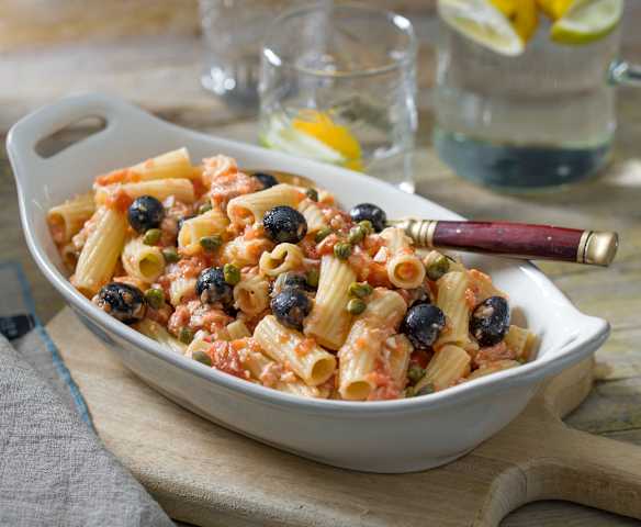 Tortiglioni en ensalada de moje murciano