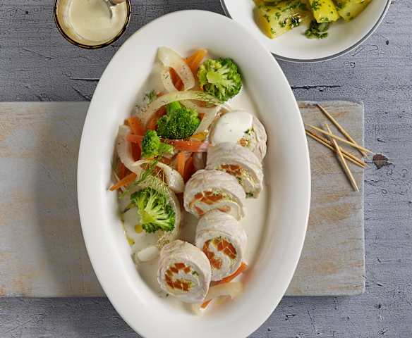 Putenrouladen mit Petersilerdäpfeln