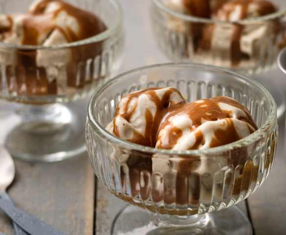 Banana Ice Cream with Salted Caramel Sauce