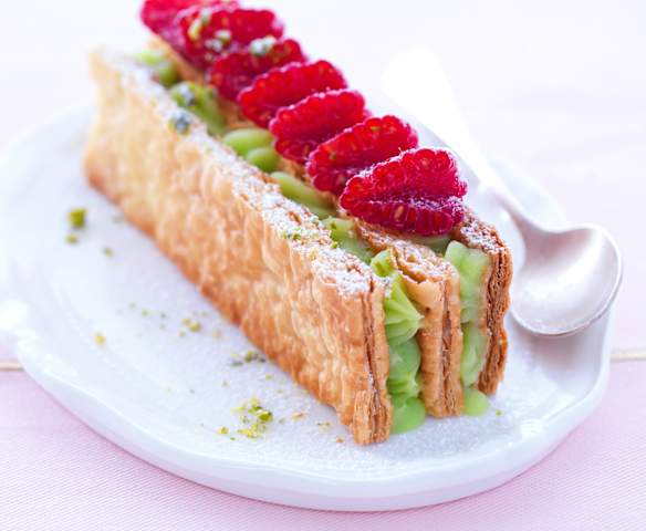 Mille-feuille pistache-framboise Mille-feuille pistache-framboise