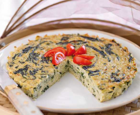 Tarte de espinafres e arroz