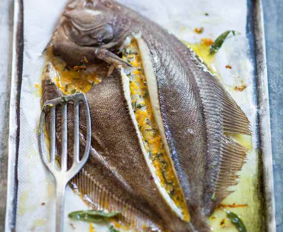 Barbue au beurre d'orange et de sauge