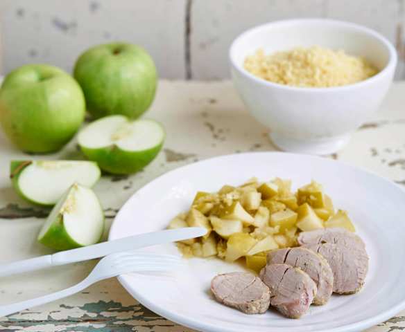 Lombinho de porco com maçã e cuscuz