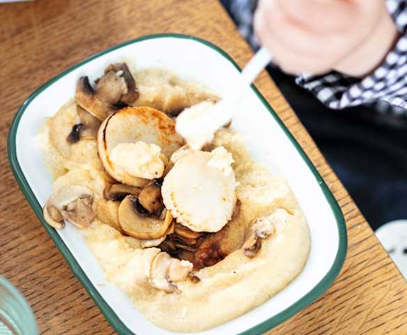 Polenta aux champignons et saint-jacques