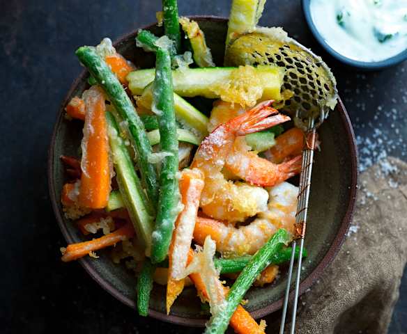 Tempuras de légumes et crevettes Tempuras de légumes et crevettes