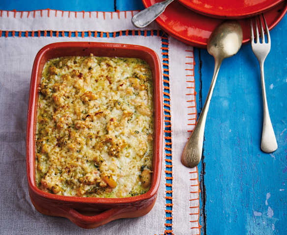 Feijão e abóbora com natas e coentros