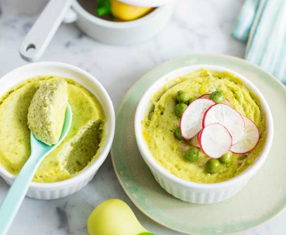 Flans de petits pois au fromage frais - recette pour les petits