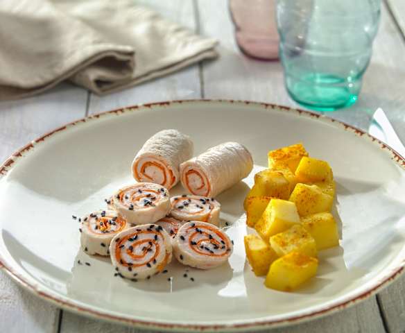 Rollè di tacchino e carote con patate