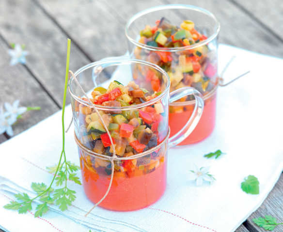 Verrine de ratatouille et gelée de tomate