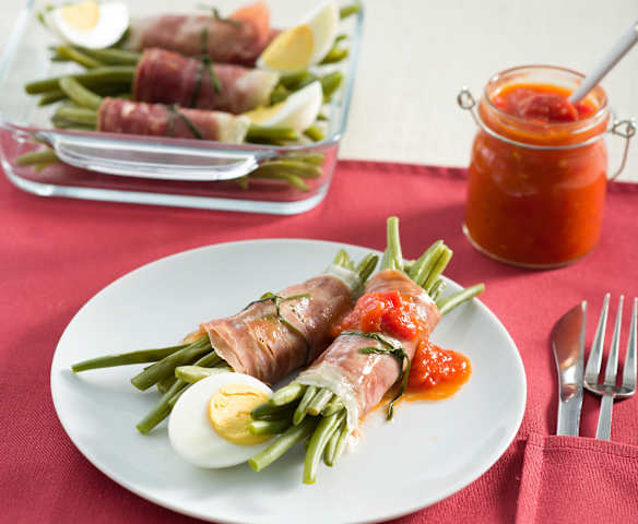 Ataditos de jamón y judías verdes