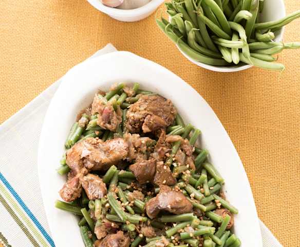 Judías verdes con higaditos al Pedro Ximénez