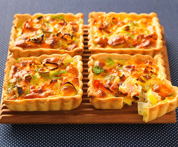 Tartelette au poireau et saumon fumé
