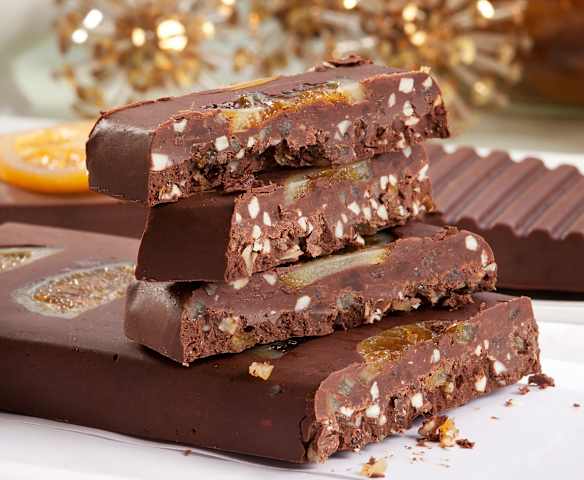 Turrón de chocolate y naranja
