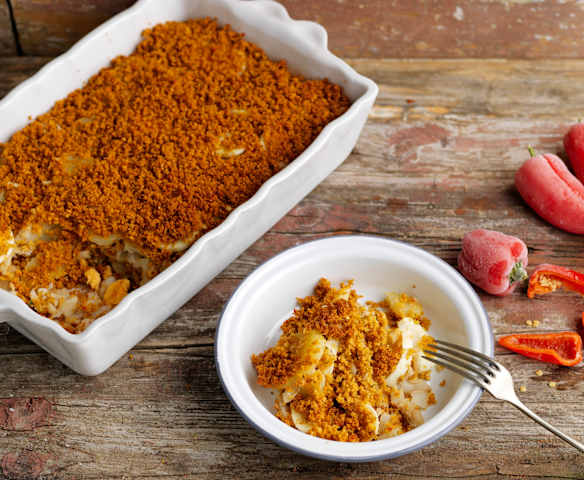 Baccalà gratinato con patate, uova e peperoni Baccalà gratinato con patate, uova e peperoni
