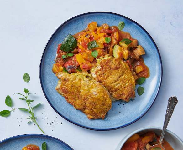 Poulet-Piccata auf Ratatouille
