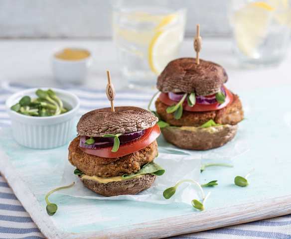 Wegański burger bezglutenowy z portobello