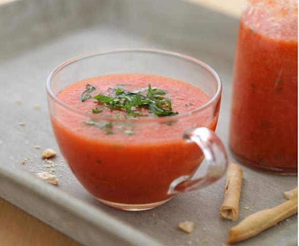 Menu veggie - Gaspacho rouge au basilic
