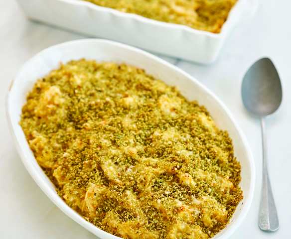 Bacalhau gratinado com camarão