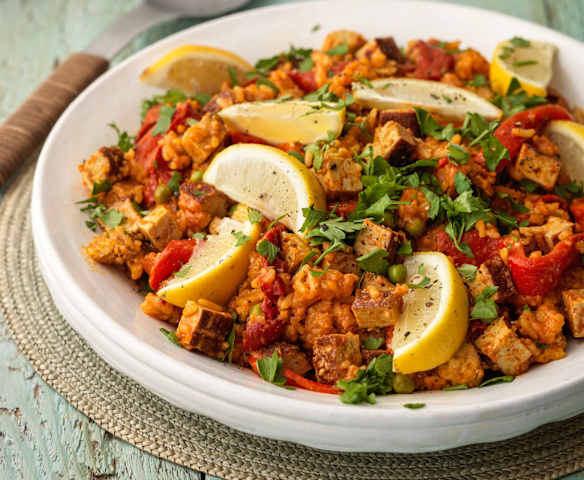 Vegan Paella with Smoked Tofu