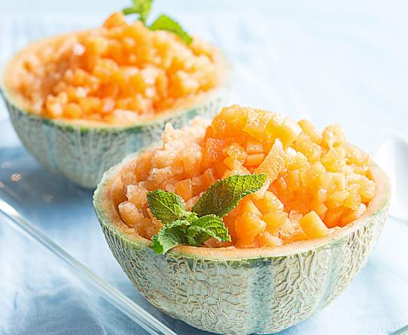 Sorbete de melón cantaloupe (Kakigori de melón)