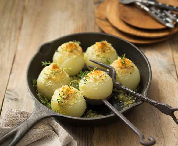 Rosemary and bacon stuffed onions