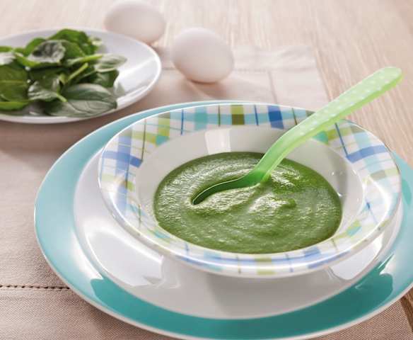 Spinat-Kartoffel-Brei mit Eigelb (als vegetarische Alternative)