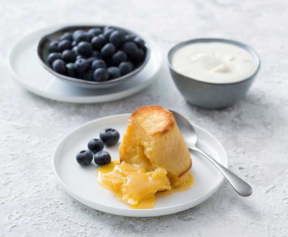 Lemon and white chocolate lava cakes