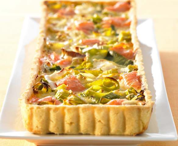 Quiche mit Porree und Räucherlachs