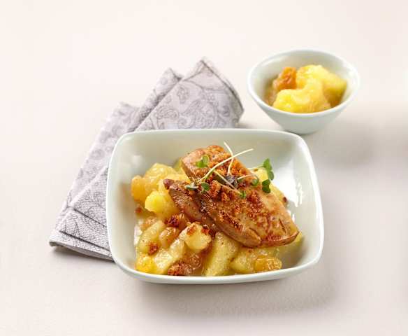 Chutney de pomme, foie gras en croûte de pain d'épices