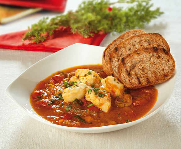 Zuppa di funghi e pescatrice