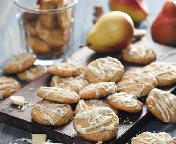 Sušenky s hruškami a bílou čokoládou