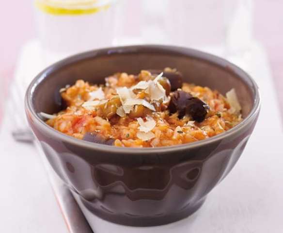 Risoto com beringela e tomate