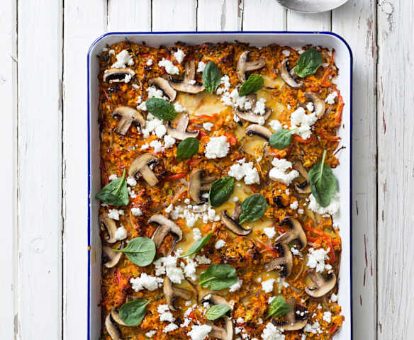 Vegetable bake with goat's feta
