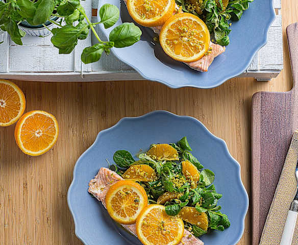 Salmone all'arancia e pistacchi