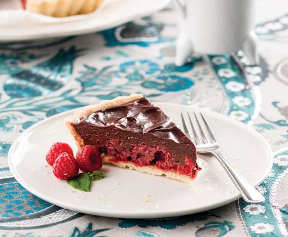 Tarte de chocolate e framboesa