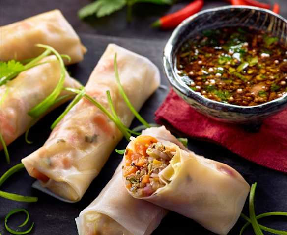 Summer Rolls mit Korianderdip