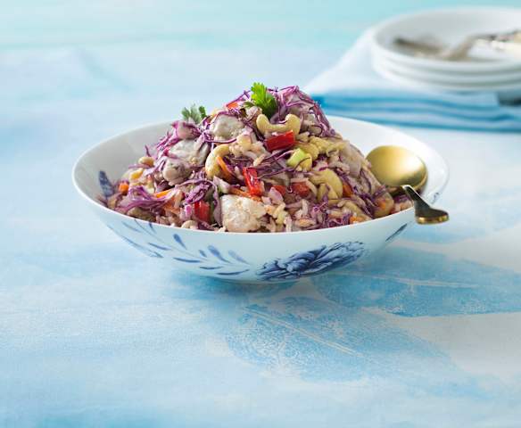 Warm satay chicken salad